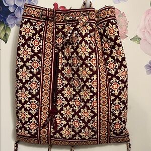 Vera Bradley Maroon and Cream drawstring backpack